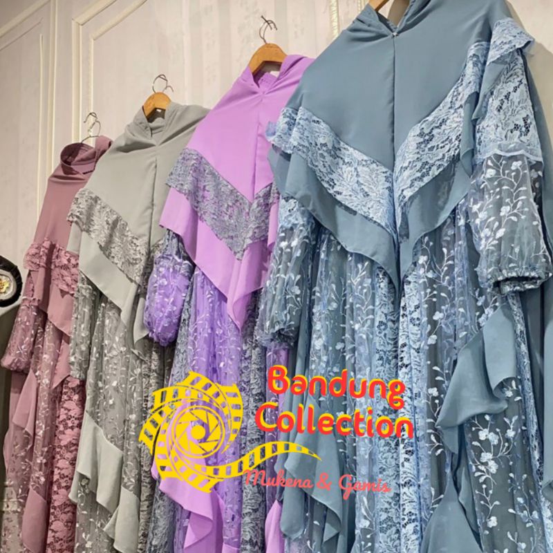 Gamis Super Murah Premium Berkualitas Gamis Brukat Set Khimar Jombo Set Khimar 2 Layar Variasi Renda
