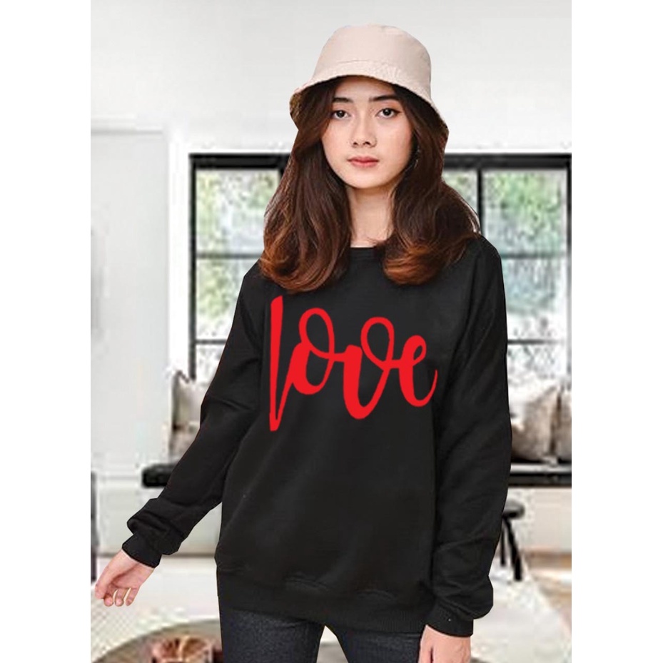 Kaos Lengan Panjang LOVE BARU / Kaos Sweatshirt / Atasan Wanita / Atasan Wanita Lengan Panjang