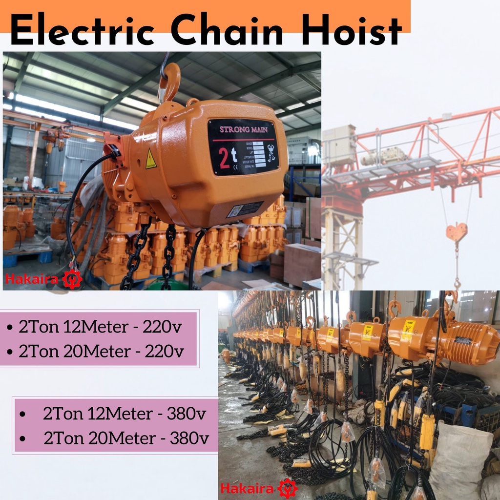 electric chain hoist 1 Ton x 12 mtr 220V 1 phase