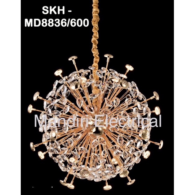 Lampu hias gantung kristal minimalis modern bulat bola 8836/60