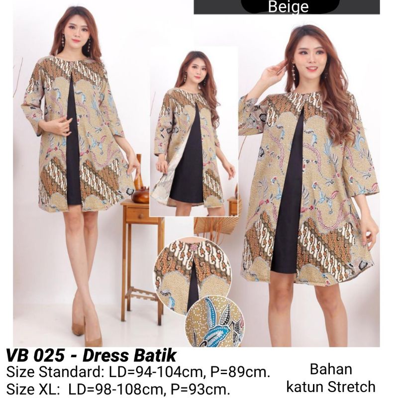 DRESS BATIK VINI TERUSAN KERJA KANTOR WANITA MURAH BAJU FASHION CEWEK MODIS 025