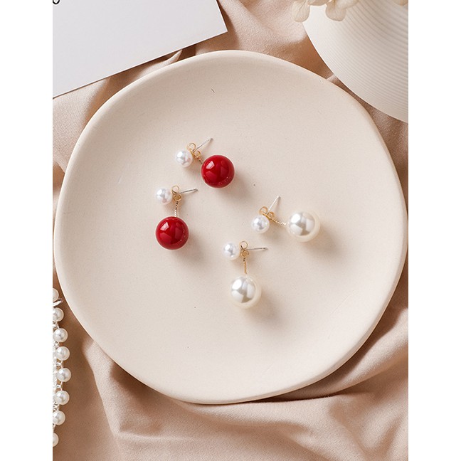 LRC Anting Tusuk Fashion Pearl Tassel Earrings D28161