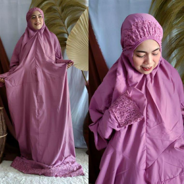 ゼ Mukena siti Khadijah Terusan katun bordir Khodijah dewasa pasteleena original/promo BISA COD ☄
