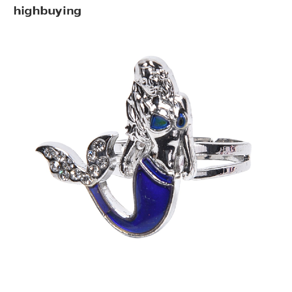 Hbid Cincin Mood Ring Adjustable Desain Ekor Mermaid Berubah Warna Sesuai Emosi Untuk Wanita