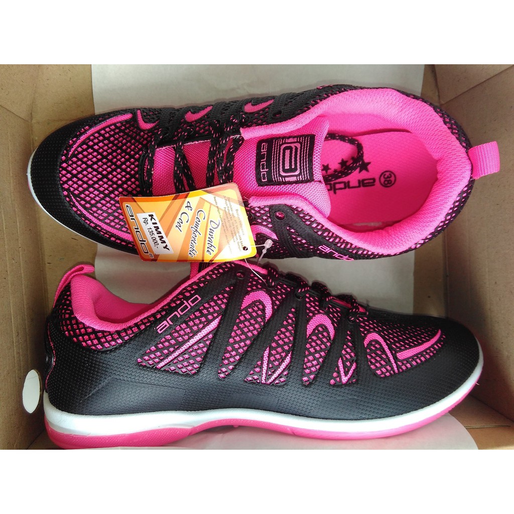 *Kualitas Terbaik*        SEPATU SPORT WANITA ANDO KIMMY HITAM, SEPATU RUNNING, SEPATU OLAHRAGA