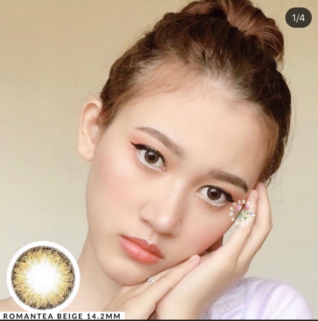 Romantea light gray &amp; beige softlens original korea