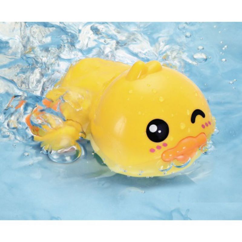 Mainan mandi anak bayi bebek berputar berenang di kolam air bak mandi mainan tanpa baterai-Bebek kedip