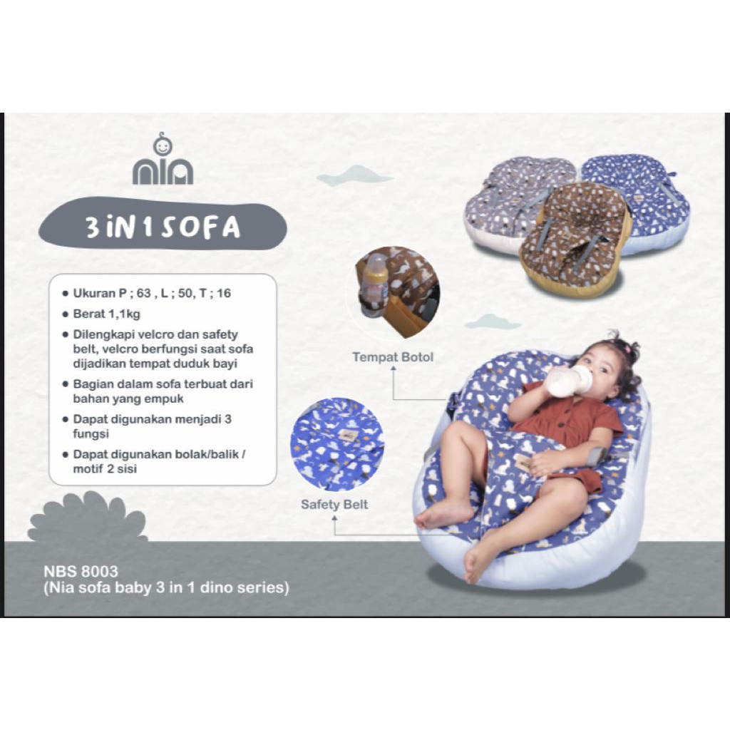 Promo  !! Sofa Bayi Multifungsi Nia 3In1 Dino Series NBS 8003/Sofa Bayi Murah