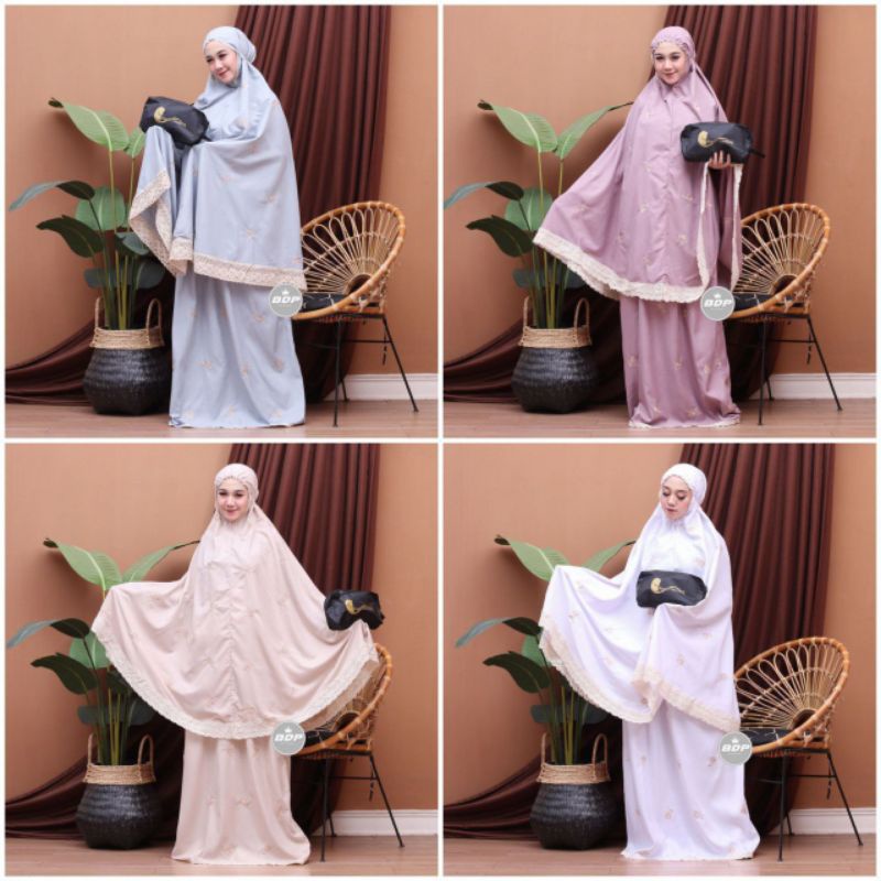 Mukena Katun Bordir Bunga Rose Mukena Traveling Premium Mukena Jumbo