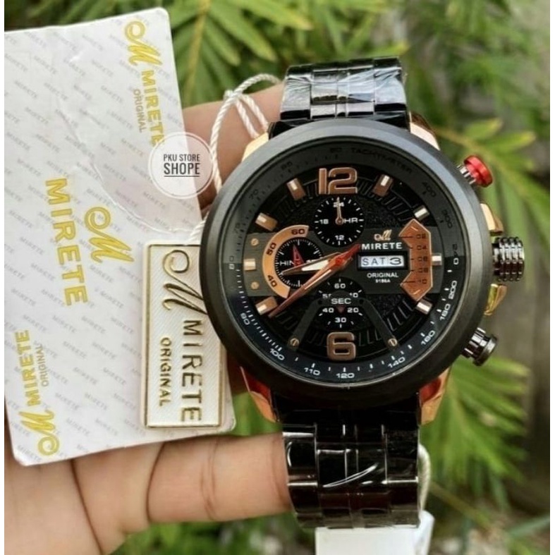 HARGA PROMO JAM tangan Pria Mirete Original Tahan Air Free Box Exklusif_ JAM Tangan Import Rantai Stainlees Steel Sporty Olahraga_Tanggal Hari Aktif_ Terlaris_ Pria_Original_Mirete_Tahan Air_ Anti Air _MURAH JAM Tangan Pria MIRETE ORUGINAL