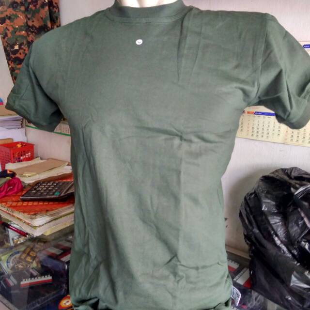 Kaos oblong hijau polos jatah tni/kaos jatah tni/kaos pdl jatah