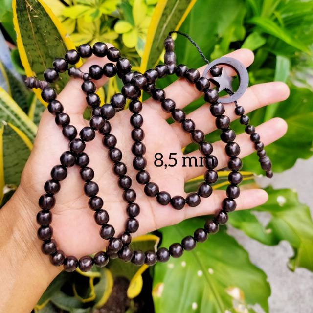 Tasbih 99 bulan bintang 8,5 mm hitam kokka kaokah