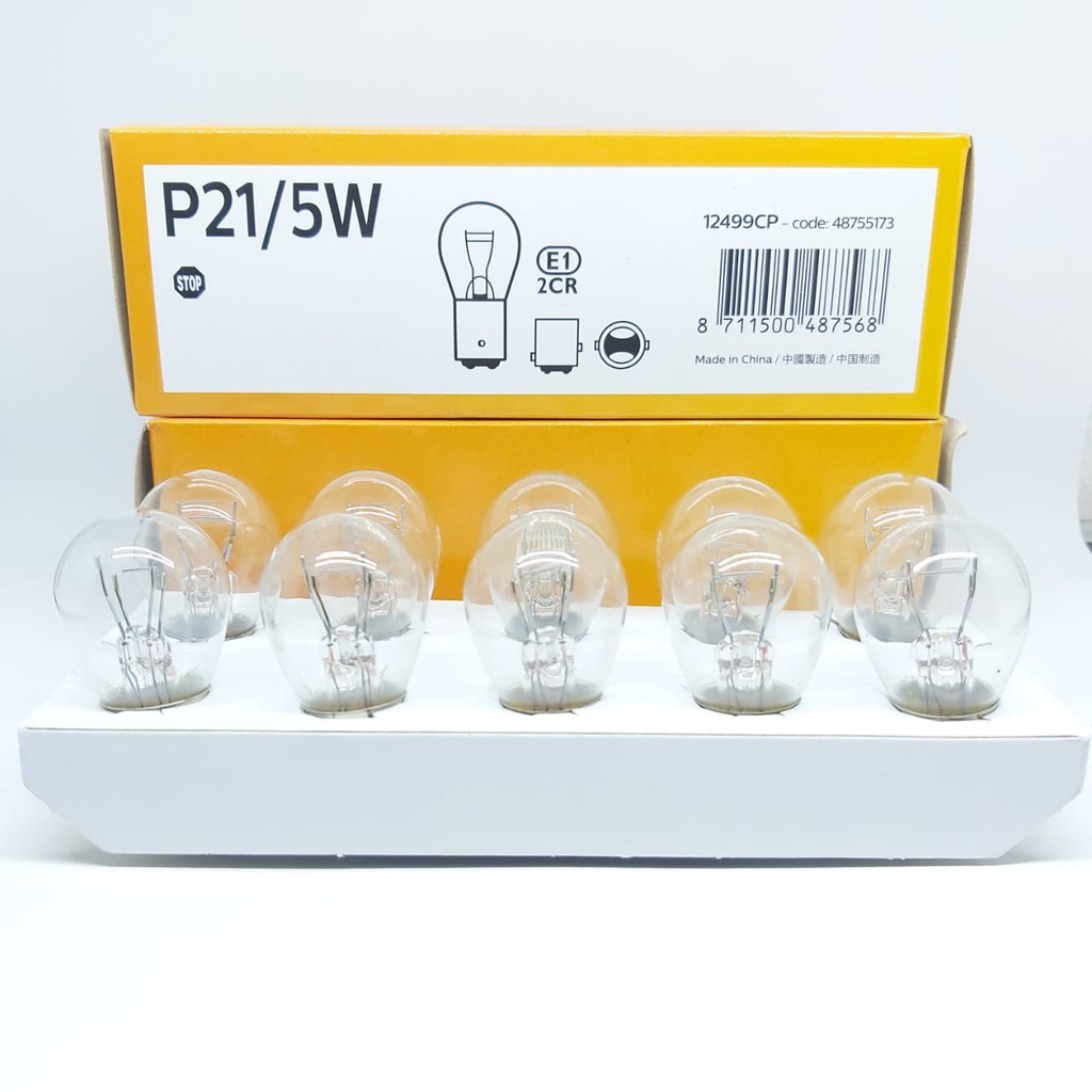 BOHLAM P21W/5W 12V PHILIPS ORIGINAL - LAMPU REM STOP KAKI 2 MOBIL MOTOR - 10 PCS