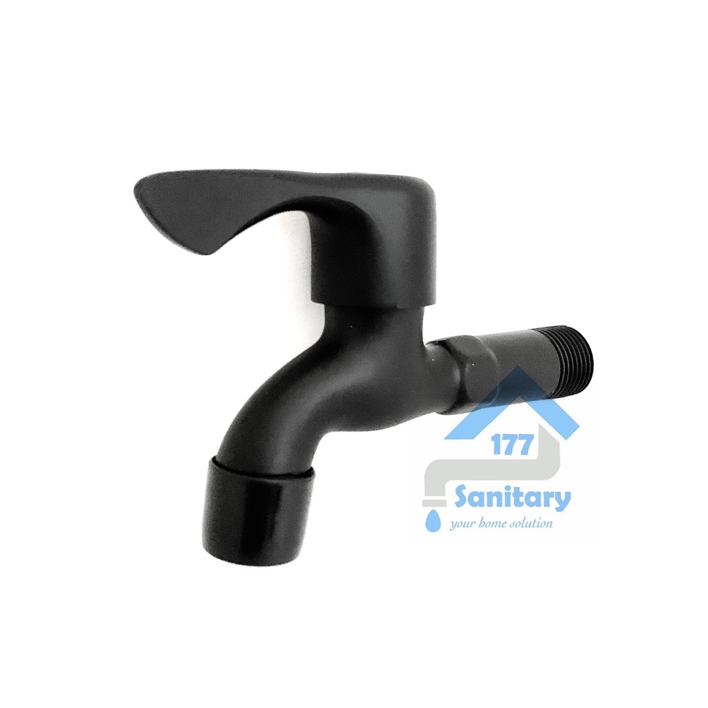 Kran Tembok HITAM FKT51BL- Keran Air taman mini bak kamar Mandi Black faucet murah kran wudhu stainless