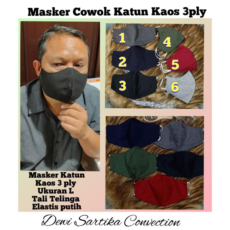 masker kaos katun 3 ply Earloop