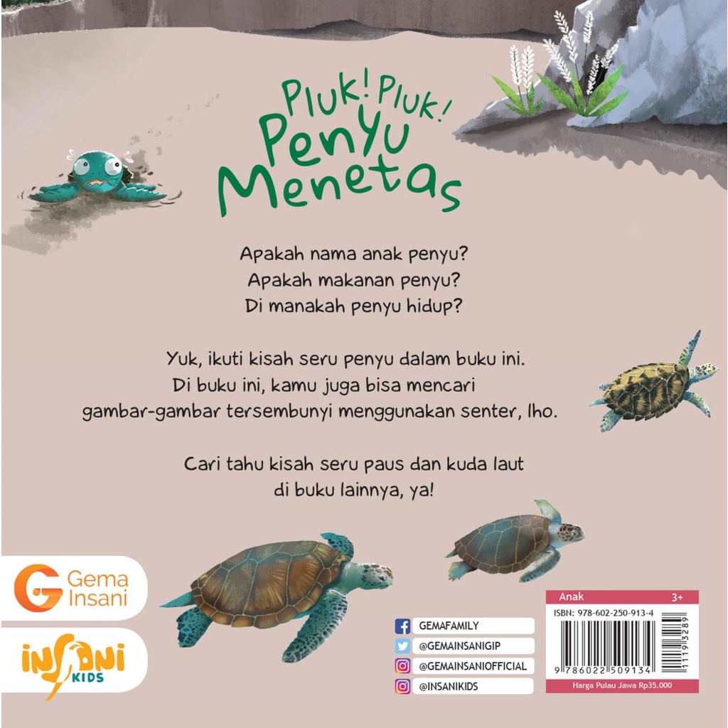 Buku Seri Hewan Laut - Pluk! Pluk! Penyu Menetas - Gema Insani 100% Original