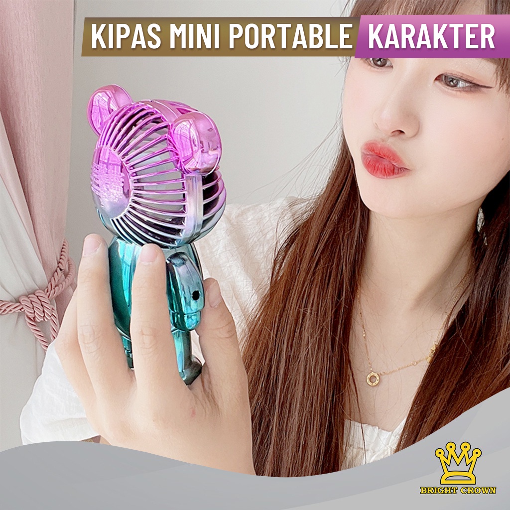 [ BISA COD ]Kipas Angin Beruang Bearbick Mini Portable Bisa Cas Dengan 3 Mode Kecepatan Kipas