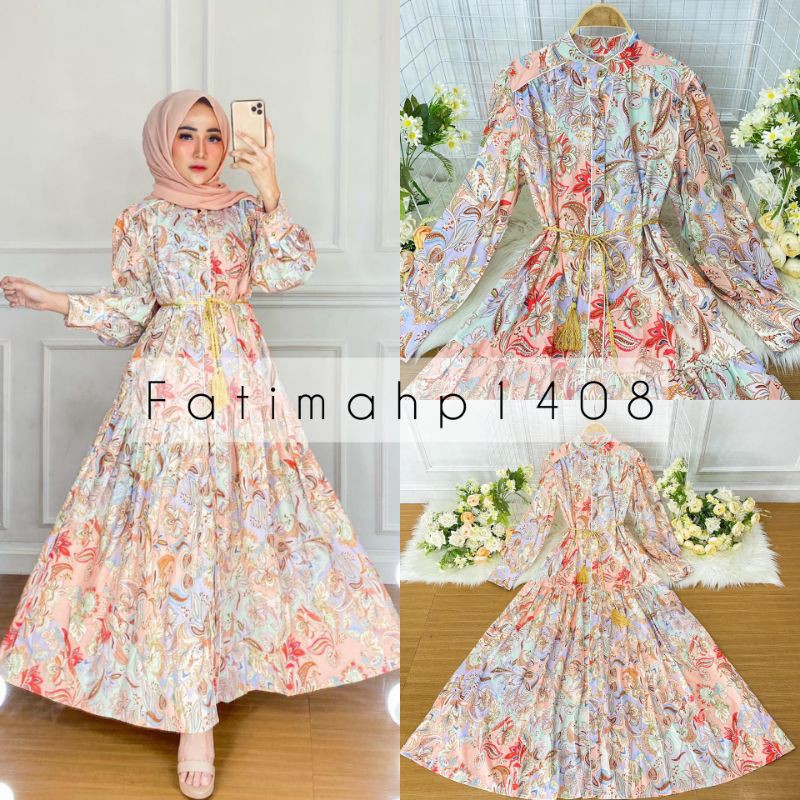 HANA DRESS IMPORT KATUN SILK IMPORT FREE BELT / GAMIS IMPORT / MAXI DRESS IMPORT MURAH MEWAH GROSIR