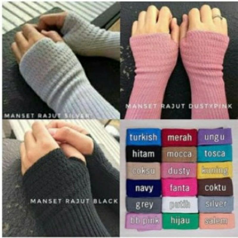 (1kg=165pcs) HANDSOCK TANGAN JEMPOL RAJUT INNER UNTUK MANSET 2 IN 1 ONE PANJANG ±35CM SAMPAI SIKU