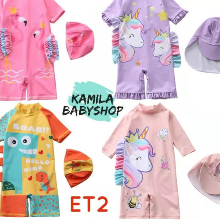 ۝ Baju Renang Anak ET2 Free Topi/Baju Renang Anak Perempuan/ Baju Renang Anak Perempuan dan Topi/Baj