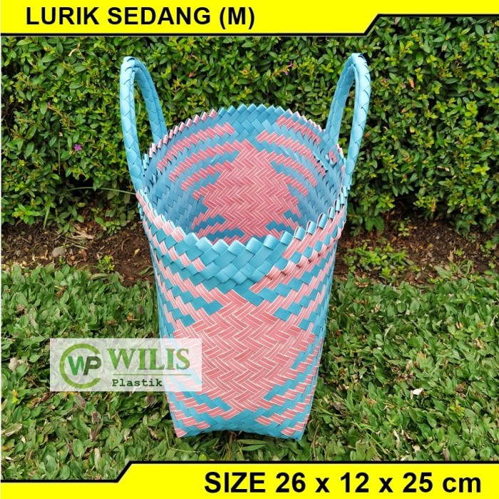 Tas Anyam Plastik Lurik Sedang (M) Untuk Hampers Parcel Bingkisan  / Tas Anyaman Plastik Belanja Pasar