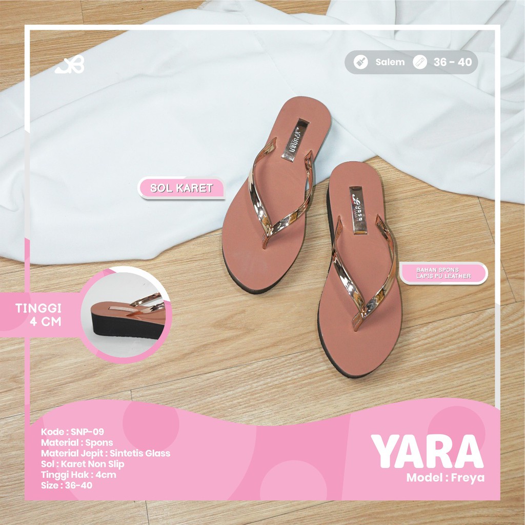 FREYA BY YARA PAPAKE SANDAL JEPIT WANITA SPON SOL KARET TALI METALIK-1