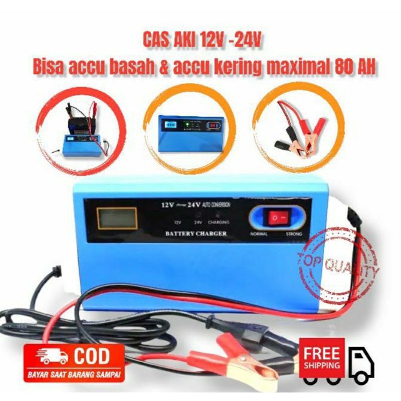 charger aki 10A 12V-24V otomatis charger