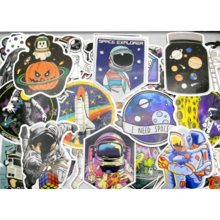 Sticker Bomb Roket Astronot Luar Angkasa laptop gitar helm 051