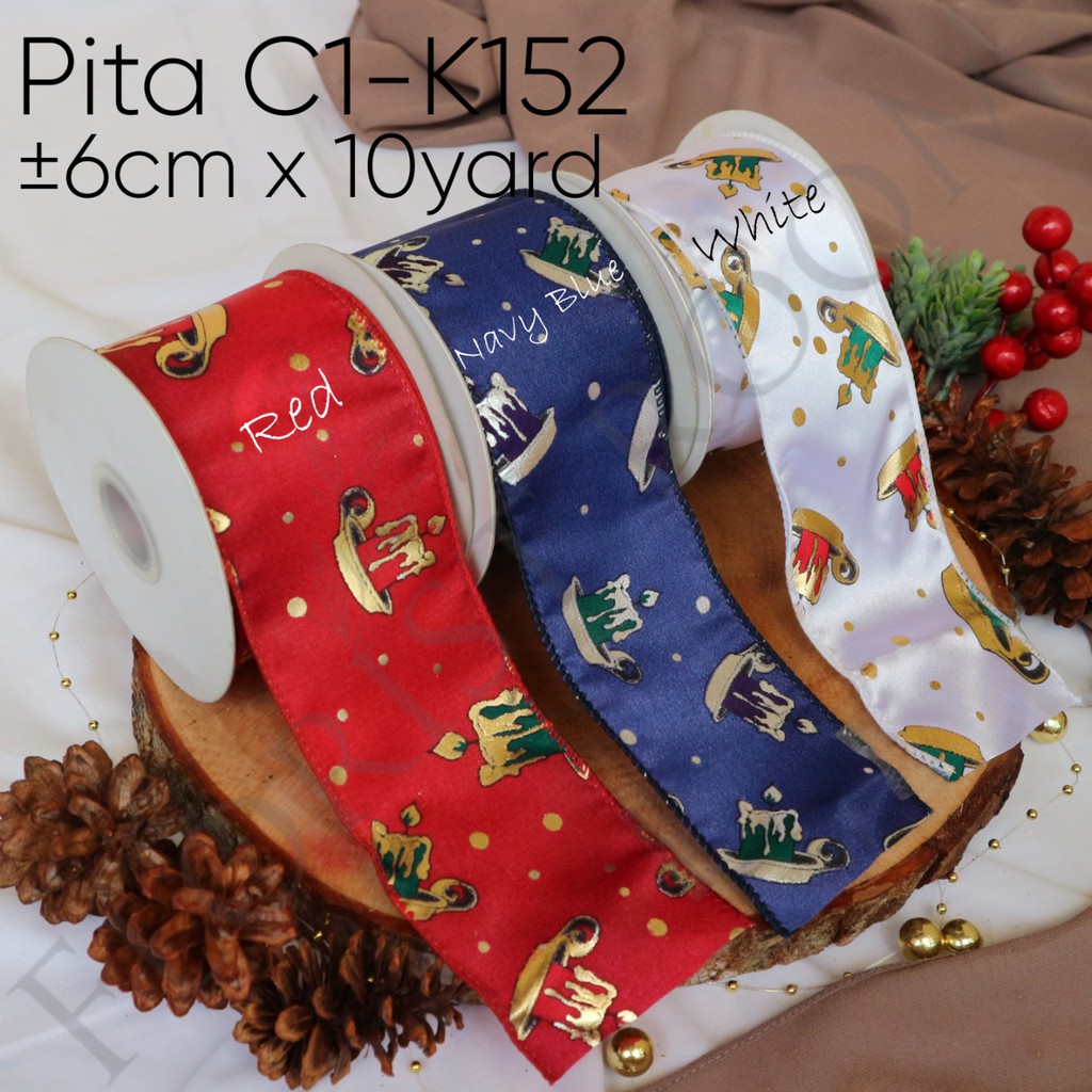 

Pita C1-K152 ±6cm x 10Yard - Christmas Ribbon - Pita Natal - Pohon Natal