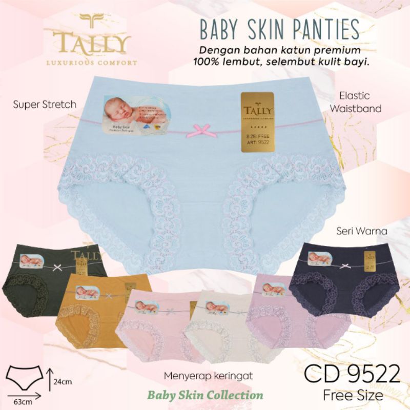 TALLY CD CELANA DALAM BABY SKIN 9522 | FIT XL | BAHAN KATUN BABY SKIN | FREE SIZE