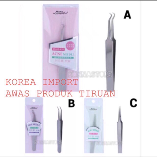 Acne Needle Tweezers Black Head Pimples Removal - Pinset Pencetan Jerawat Komedo STAINLESS