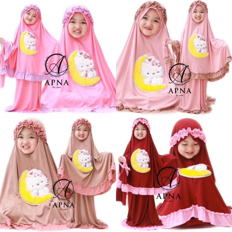 Apna Mukena Anak Lucu Free Tas Termurah Bahan Jersey Balon / Mukena Anak Polos / Mukena Anak Karakte