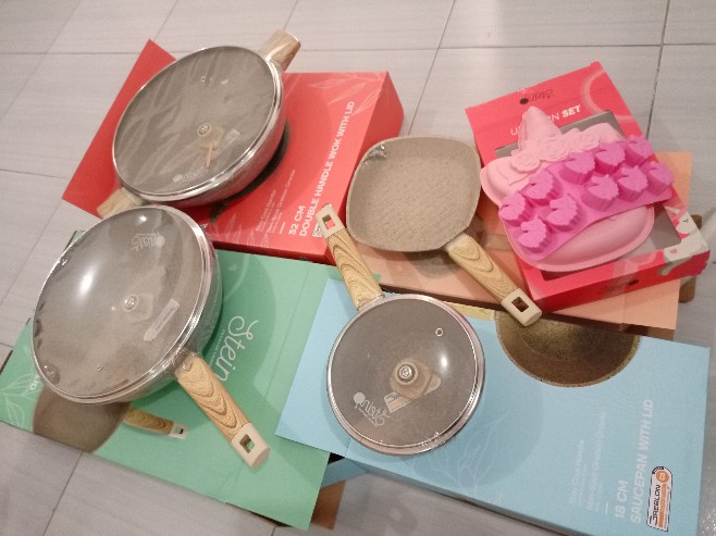 Stein Panci Masak Wok Set Anti Lengket Paket Onyx Steincookware (bonus Baking Set Unicorn)