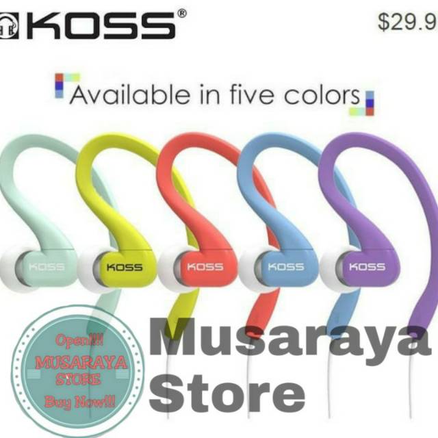 Headset Koss Original for Sport Earphone Headset Handsfree Earbud With Clips Murah Asli Original