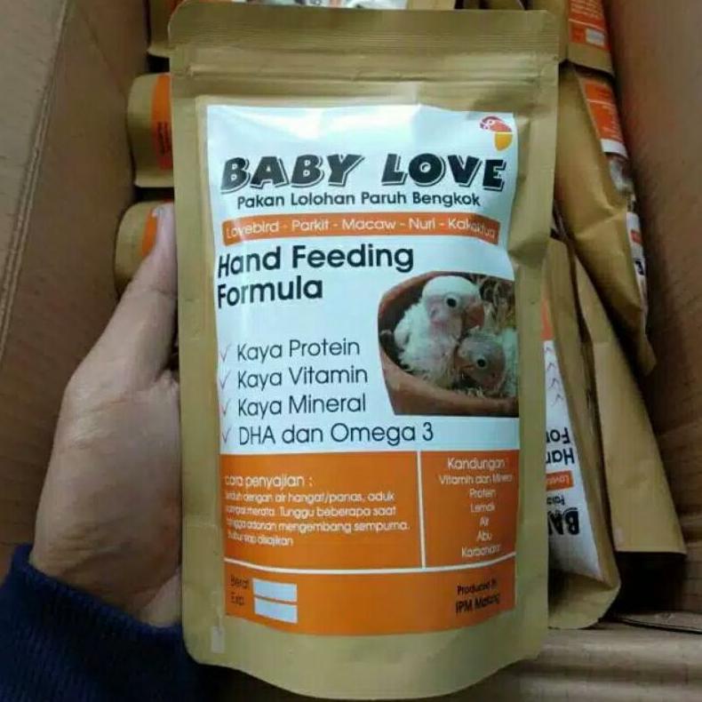 Formula Bubur Pakan Burung Lovebird Kenari Parkit Piyik Hand feeding Baby Love 300 gram