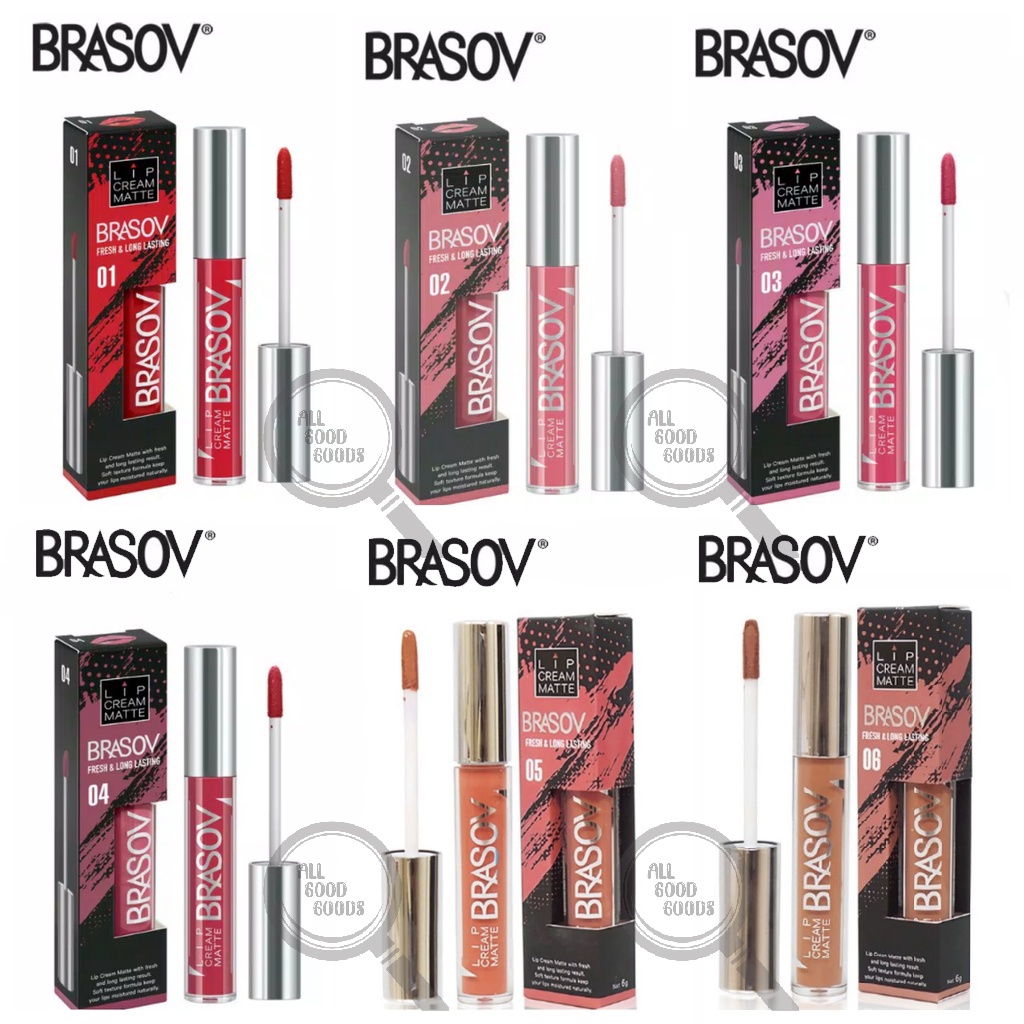 [LIP CREAM] BRASOV Lip Cream Matte Fresh &amp; Long Lasting 6 gr - Lipstick Transfer Proof Met Mate 6gr