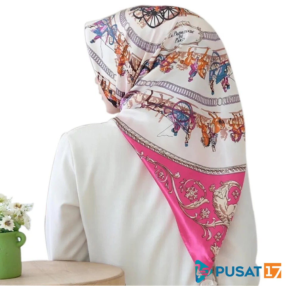 HIJAB SATIN MOTIF SEGI EMPAT JILBAB SATIN PREMIUM IMPORT-warna 6