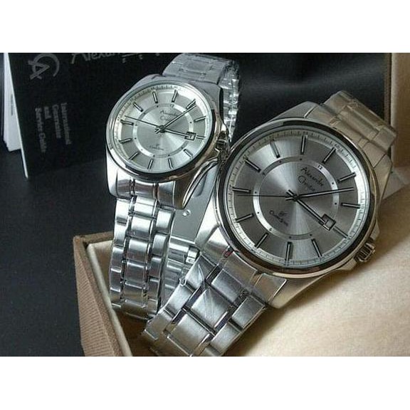 Promo Jam Tangan Alexandre Christie Original Ac 8502 Couple Silver Mewah Ready