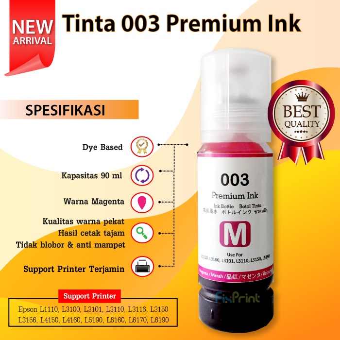 Paket Tinta Premium Ink Printer Epson L5190 L4150 L4160 L6170 L6190