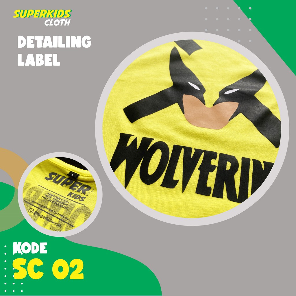 KAOS ANAK LAKI LAKI TERMURAH ECER GROSIR SUPERKIDS CLOTH SUPERHERO WOLVRIN 1 - 8 TAHUN