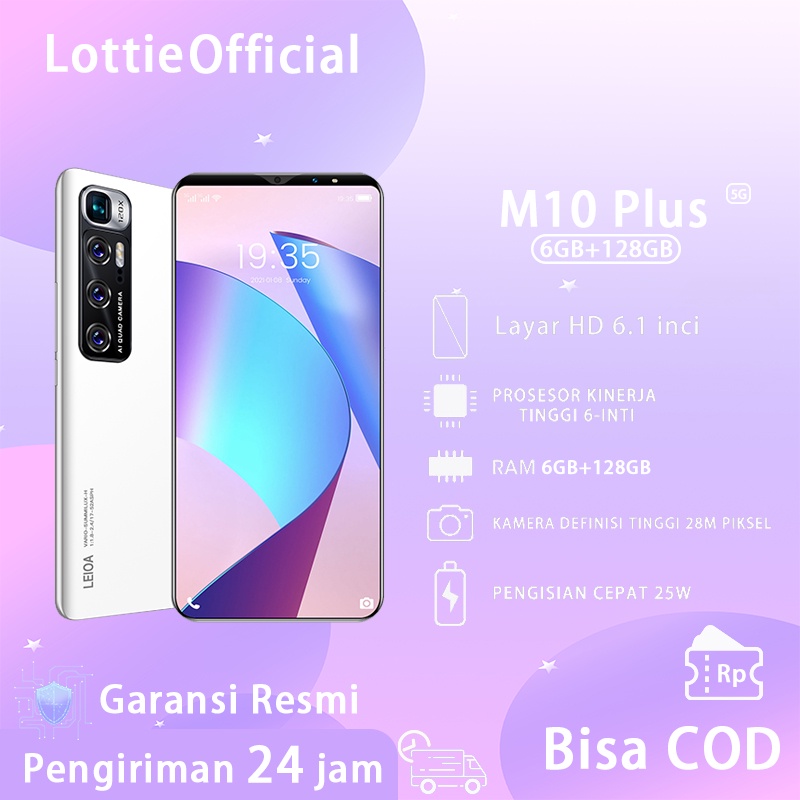 [ Merek original Asli] M10 Plus 8G+128GB layar HD 6,1 inci M10 Plus Baterai 4800mAh Android 10.0 ponsel siswa kursus online