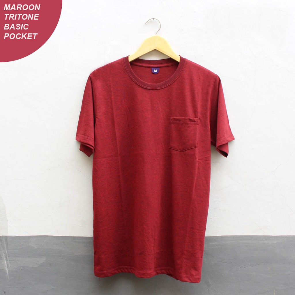 Kaos Pocket Pria – Maroon Tritone | Kaos Saku Pria – Maroon Tritone