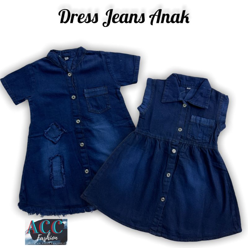 BAJU ANAK PEREMPUAN DRESS JEANS ANAK CEWEK UMUR 1 TAHUN SAMPAI 3TAHUN