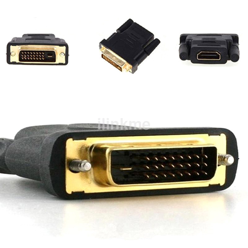 {LUCKID}HDMI Female To Female VGA 24+1Pin DVI Male HDMI Male Adapter Connector HDTV