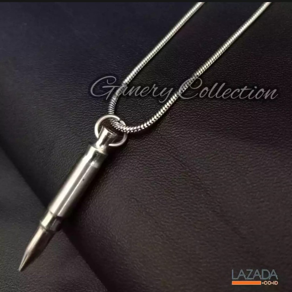 Kalung Peluru Titanium Asli Original Besi Baja