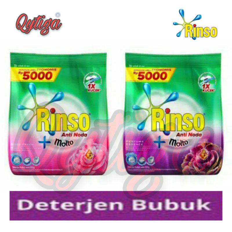 Qytiga ✨ Rinso Anti Noda + Molto Deterjen Bubuk Perfume Essence 240g / Rose Fresh 215g