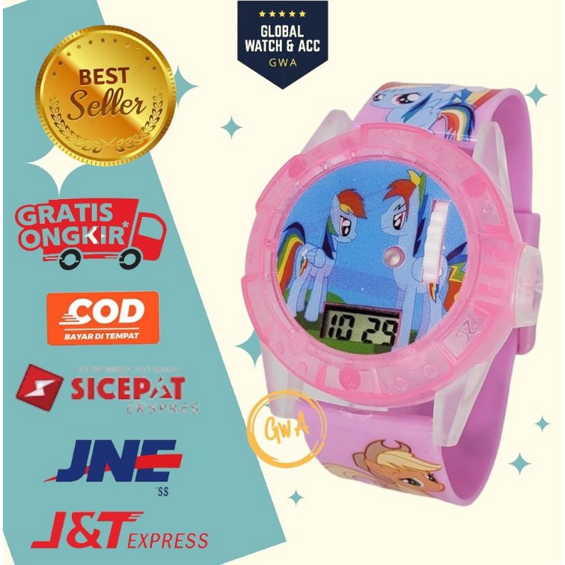 Jam tangan anak laser musik karakter Little pony