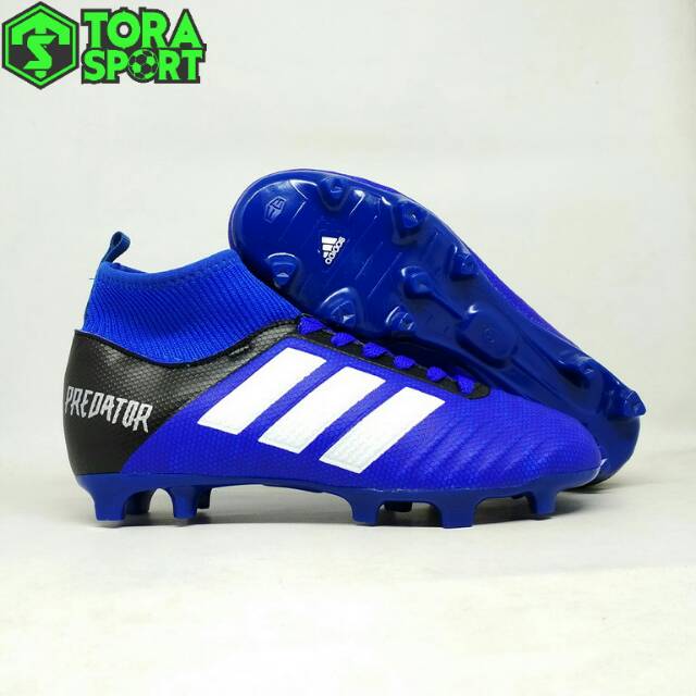 Sepatu Bola Anak Adidas Predator Boot Biru Hitam List Putih Size 34 35 36 37 38 Grade Original Kids