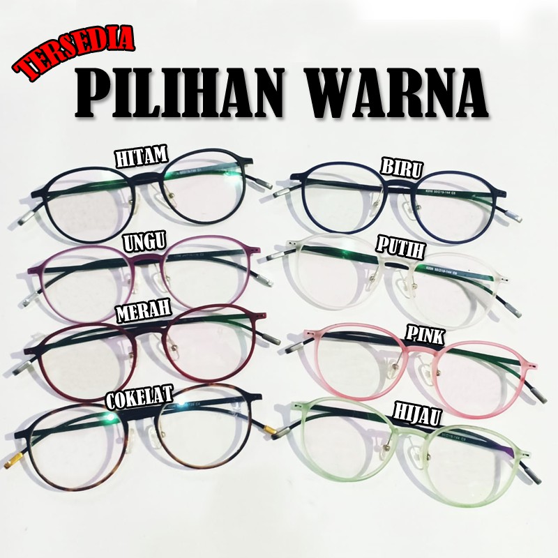 Kacamata Anti radiasi Fashion Wanita Pria Frame Oval Bulat Color Kaca mata Blueray Anti Sinar Biru
