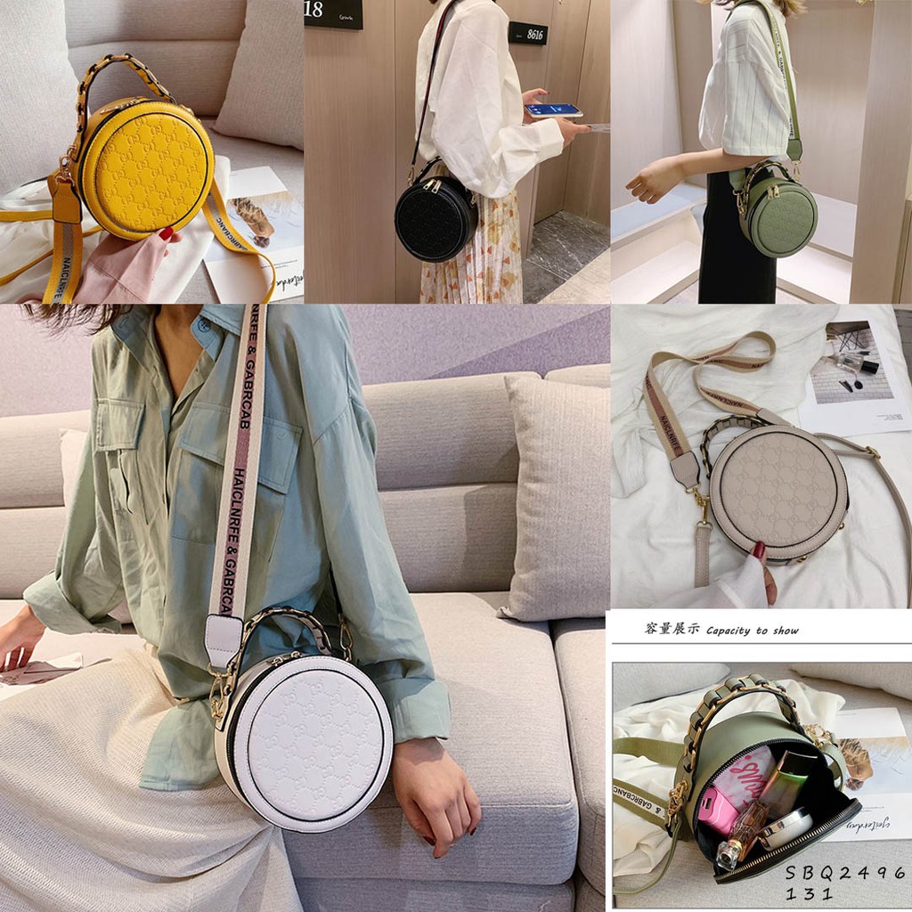 RESTOCK  SBQ2496 Tas selempang sling bag bulat gucci import fashion cantik wanita